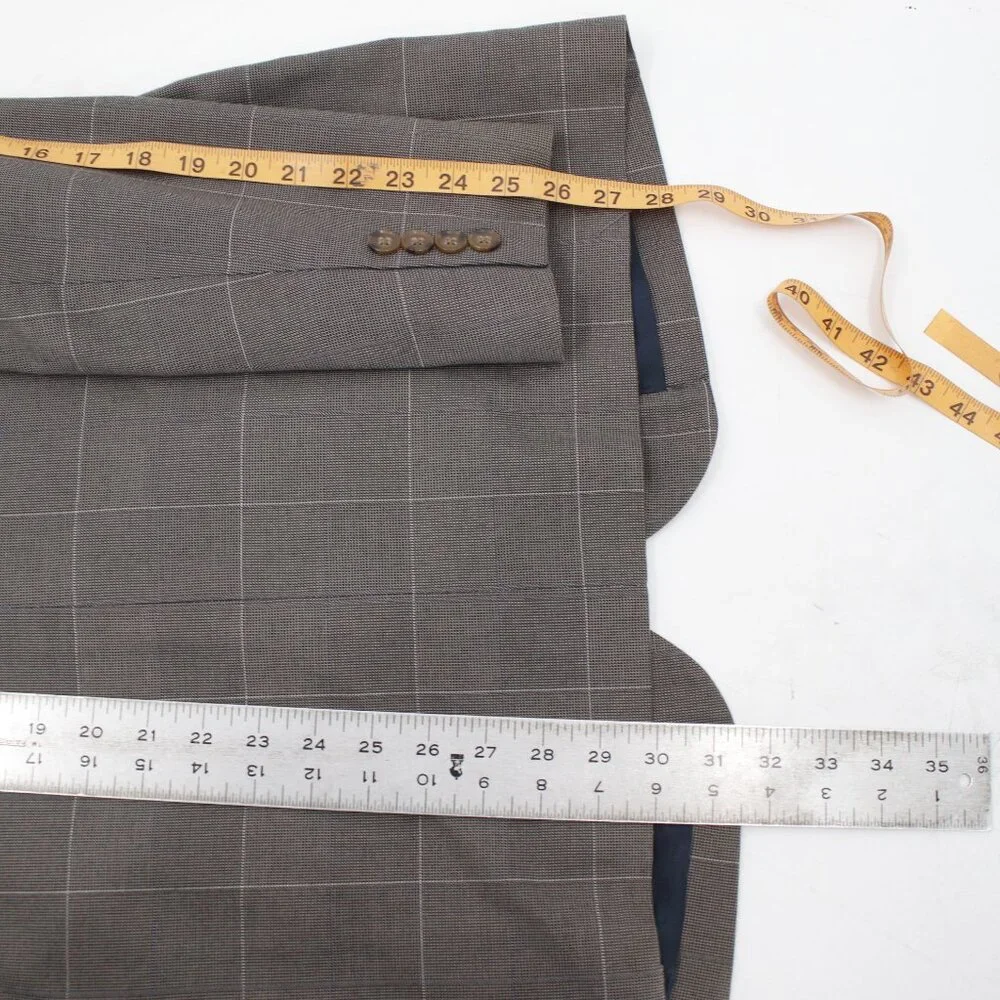 J Crew Sport Coat Mens 42R Thompson Cotton Windowpane Plaid‎ Single Breasted